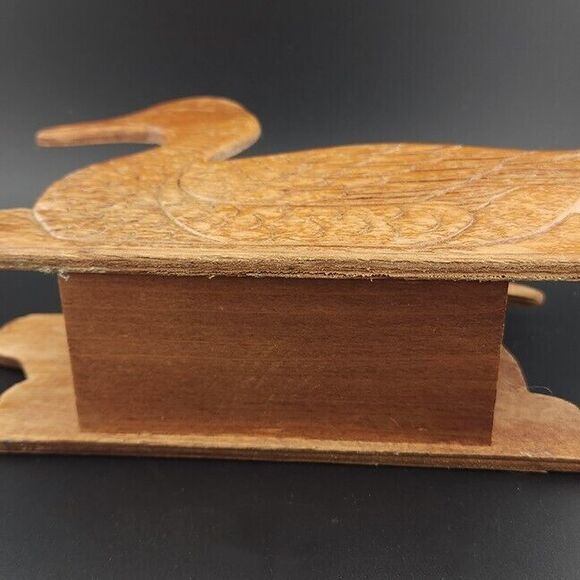 Vintage Wood Duck Napkin Holder Desk Caddy Country Rustic Folk Art - Picture 6 of 7